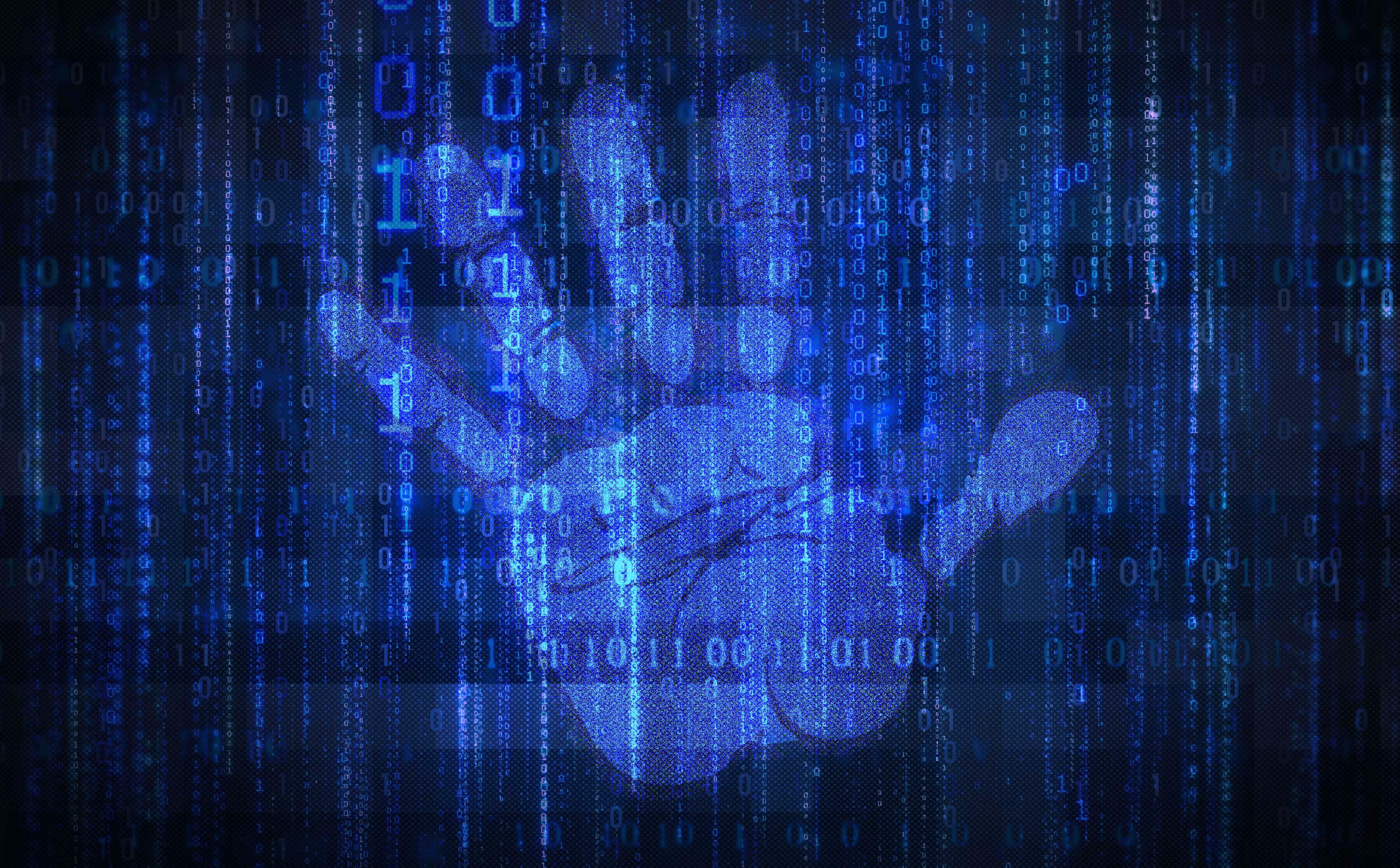 hand-over-binary-code